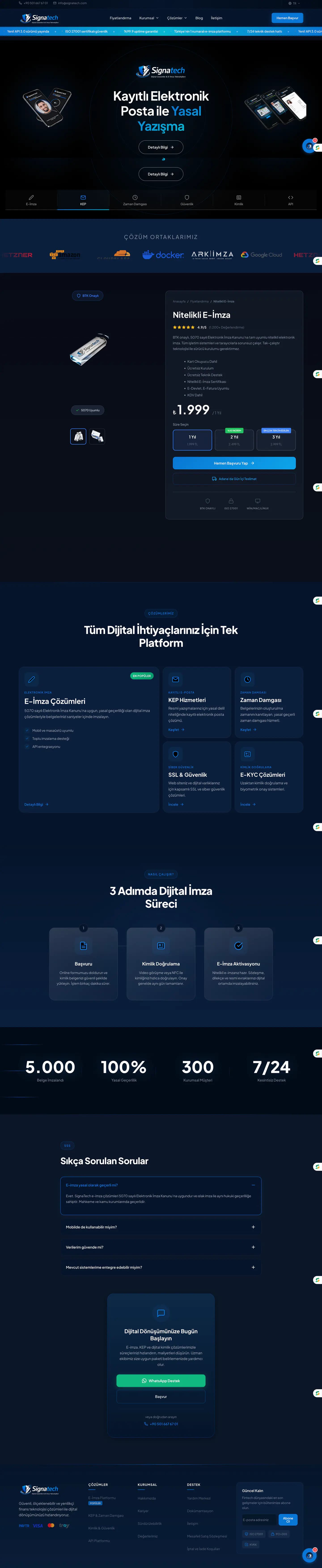 Signatech web sitesi ana sayfa — full page tasarım görünümü