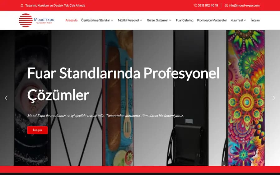Mood Expo fuar standı kurumsal web sitesi ana sayfa tasarımı
