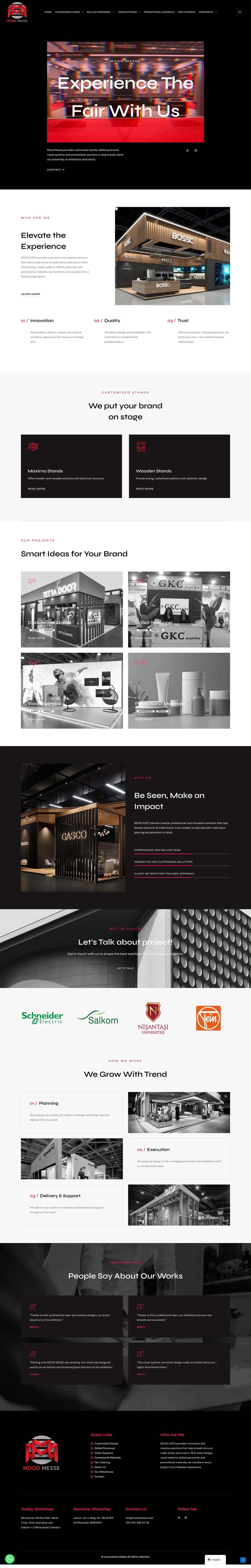 Mood Messe web sitesi ana sayfa — full page tasarım görünümü